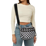 Oxford Cloth Large Capacity Crossbody Bag – Lightweight Shoulder Messenger Bag for Women Black & White