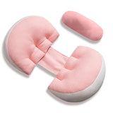 Portable W Shaped Pregnancy Pillow Maternity Support for Side Sleepers Pink