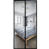 No-Drill Attraction Screen Door Curtain Keeps Bugs Out Frame Hook Loop for Home
