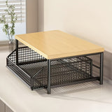 Countertop Riser Rack with Pull Out Basket Drawer for Kitchen Storage Black