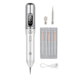 Electric Plasma Freckle Removal Pen LCD Face Skin Mole Remover Dark Spot Removal Machine Beauty Device Silver