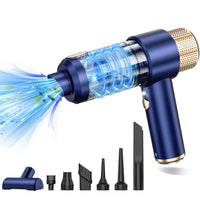 4-in-1 Handheld Car Vacuum Cleaner Portable Cordless Air Duster with LED Light for Car Home Office Blue