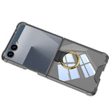 Case and Back Glass Protector Compatible With Samsung Galaxy Z Flip 8 7 with Ring Stand Black