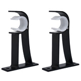 2PCS Metal Support Curtain Rod Pole Wall Bracket Holder Hook Rack Black