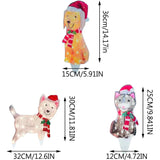 3Pcs Animal Christmas Decoration with Light String Dogs and Cat Xmas Outside Holiday Decor