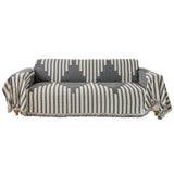 Reversible Sofa Couch Cover Boho Chenille Blanket Black