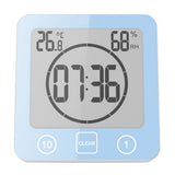 Digital Shower Clock with Timer Water-Resistant Touch Screen Clock Blue