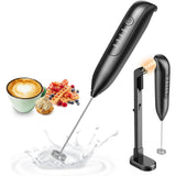 Rechargeable Handheld Milk Frother with Stand for Coffee Latte and Cappuccino