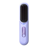 Cordless Hair Straightener Brush Mini Anion Hot Straightener Comb with LED Display Purple