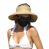 Adjustable Foldable Sun Visor Hat Wide Brim Open Top for Outdoor Khaki