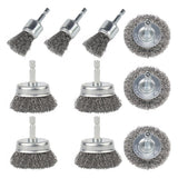10 PCS Wire Brush for Drill Coarse Carbon Steel Crimping Wire Wheel Brush