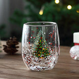 2Pcs 300ml Christmas Trees Double Wall Coffee Glasses Cups