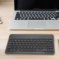 10-inch Ultra-Slim Bluetooth Keyboard Portable Mini Wireless Keyboard Rechargeable for iOS Android Windows Tablet Smartphone Black