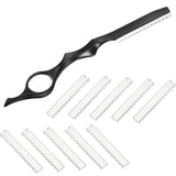 Hair thinning Razor Hairdressing Thinning Shaper Comb Styling Razor / 10 Blades Black