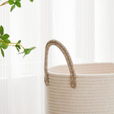 Large Woven Laundry Basket Hamper Rope Storage Bin for Blankets Toys and Clothes White Brown