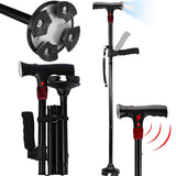 Walking Cane with LED Light Alarm Adjustable Dual Handles for Seniors and Adults