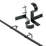 2Pcs Bracket Hang Curtain Rod Holders Single Hook Tap Right Into Window Frame Rod Black