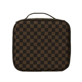 Checkered Travel Makeup Bag Adjustable Partition Cosmetic & Toiletry Organizer