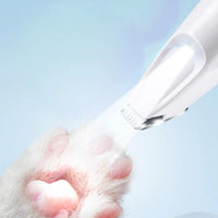 Dog Paw Trimmer with LED Light Rechargeable Pet Hair Clippers for Small Dogs Cats White