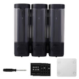 No-Drill Wall-Mounted Triple Soap Dispenser for Shampoo Conditioner & Body Wash