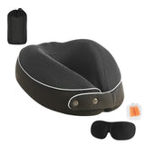 Memory Foam Travel Neck Pillow with Sleeping Mask Earplugs Coffee
