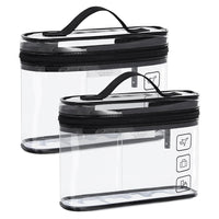 2Pcs Clear Toiletry Bag Waterproof Travel Makeup Organizer Carry-on Travel Accessories