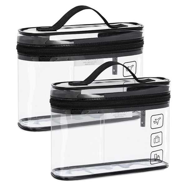 2Pcs Clear Toiletry Bag Waterproof Travel Makeup Organizer Carry-on Travel Accessories