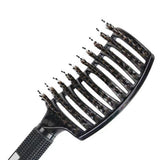 Detangle Nylon Boar Bristle Brush Head Scalp Comb Black