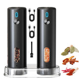 2 PCS Rechargeable Electric Salt Pepper Grinders with 5 Coarseness Levels