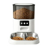 4.5L Automatic Double Cups Cat Feeders for Two Cats White