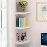 No-Drill Floating Corner Shelf Set for Wall Storage White