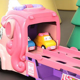 Unicorn Car Toys with Foldable Race Track and 6 Princess Cars for Girls