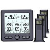 Digital Thermometer Hygrometer with 3 Wireless Sensors Indoor Outdoor Temperature Humidity Monitor Black
