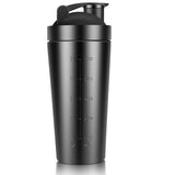 750ml 304 Stainless Steel Workout Gym Protein Mixer Shaker Bottle Cup Drink Mixer Black