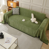 Sofa Throw Blanket with Tassel Edges Vintage Couch Cover for Sofas Chairs Green