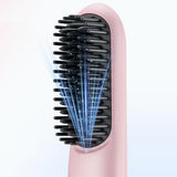 Cordless LCD Hair Straightening Brush 2-in-1 Portable Pink