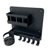 Wall Mounted Bedside Shelf Metal with Cup Holder and Hooks for Kitchen Bathroom