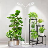 Grow Lights Dual Head LED Adjustable Height 134 to 170 cm for Indoor Plants White