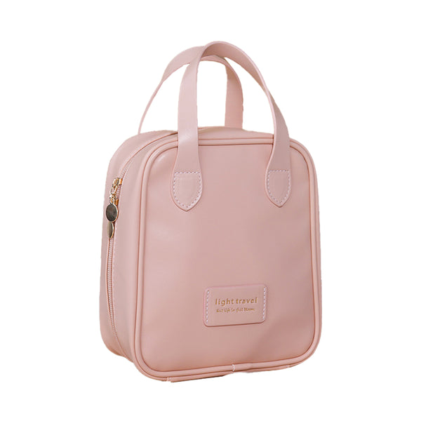 PU Leather Makeup Bag Travel Cosmetic Bag Multi-functional Toiletry Bag Daily Use Pink