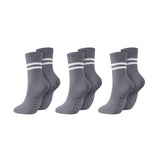 3 Pairs of Yoga Socks Non-Slip Grips Anti-Skid Pilates Barre Dance Cushioned Socks Grey