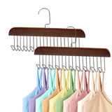 Set of 2Pcs Multi-Hook Bra Hanger Scarf Belt Organizer Space Saving Hangers Coffee