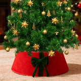 Christmas Tree Skirt Collar with Bow for Stand and Wire Cover Red