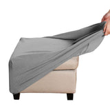 Elastic Footrest Cover Jacquard Textured Stripes with Strap Light Gray
