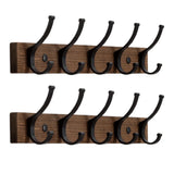 2PCS Wooden Coat Rack Wall Mount Rustic Coat Hanger Hooks with Double Hooks for Entryway Bedroom
