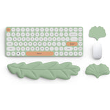 Leaf Shape Keyboard Wrist Rest Pad Set PU Leather Memory Foam Wrist Support Cushion