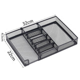 Mesh Desk Drawer Organizer Storage Tray with 6 Adjustable Compartments for Home Office Supplies