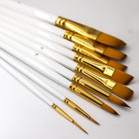 15Pcs Set Artist Paint Brushes with Sponge Brush for Watercolour Oil Painting White