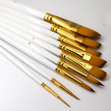 15Pcs Set Artist Paint Brushes with Sponge Brush for Watercolour Oil Painting White