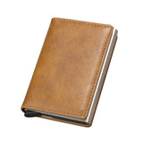 PU Leather Credit Card Holder Men's Money Cash Wallet Clip RFID Blocking Purse Brown