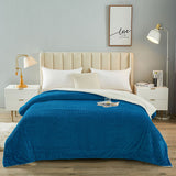 Reversible Throw Blanket Fuzzy Blanket Faux Sherpa Blanket for Bed Sofa Blue